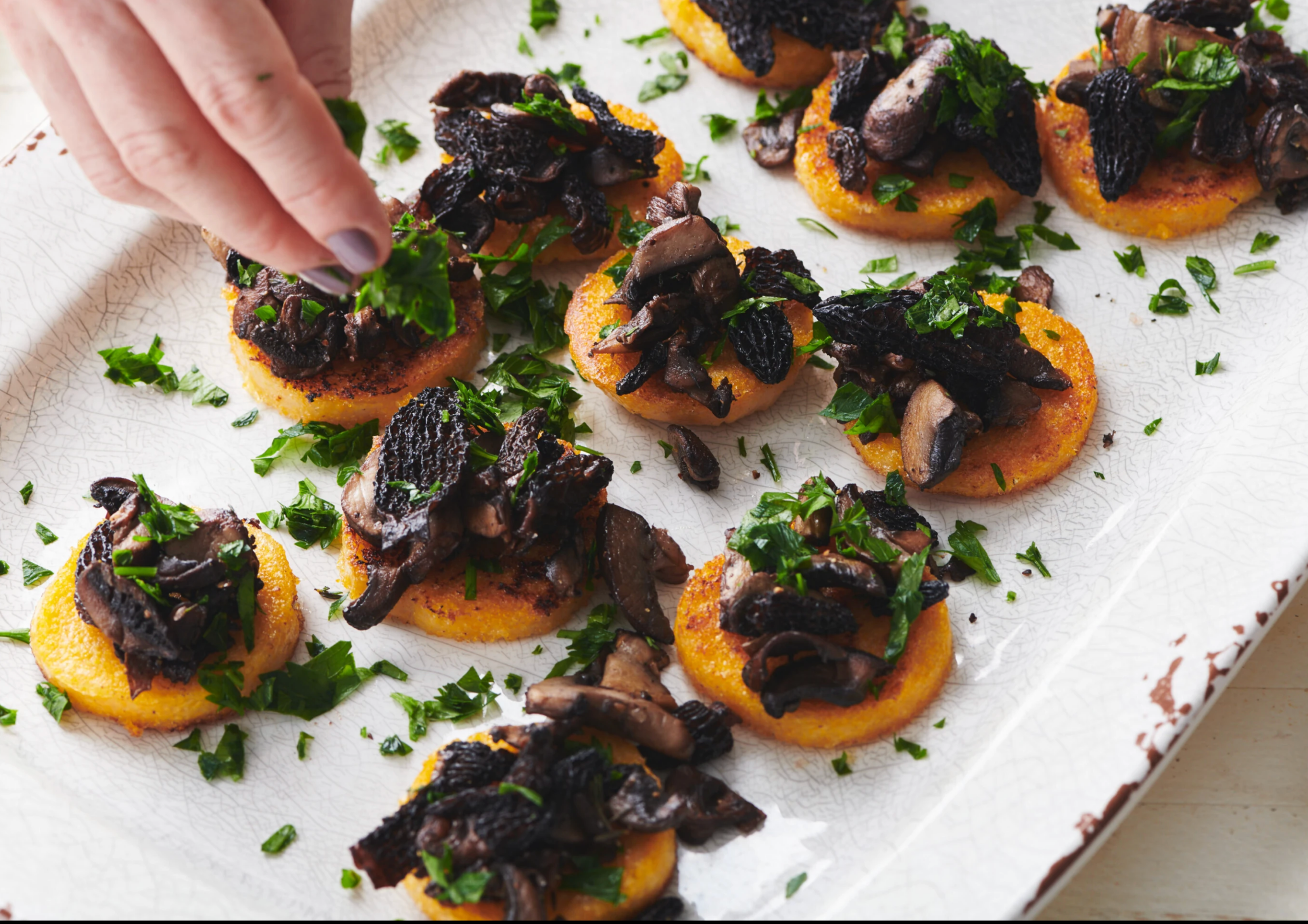Pan Fried Polenta with Sauteed Mushrooms